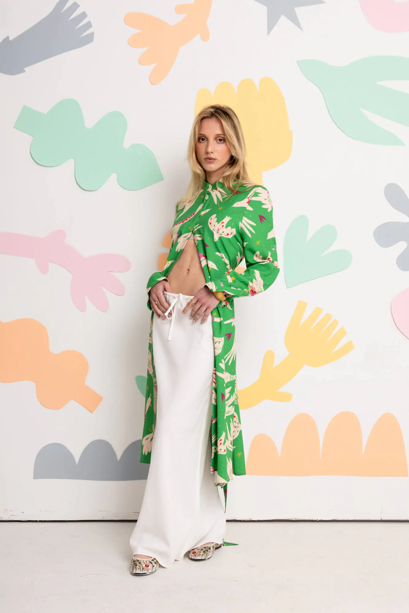 Birds of Paradise Shirt Dress - green - Image 3