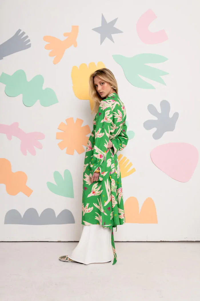 green emerald velvet dress Birds of Paradis Carmen Dress | Stripe/Green | Size S main image 0