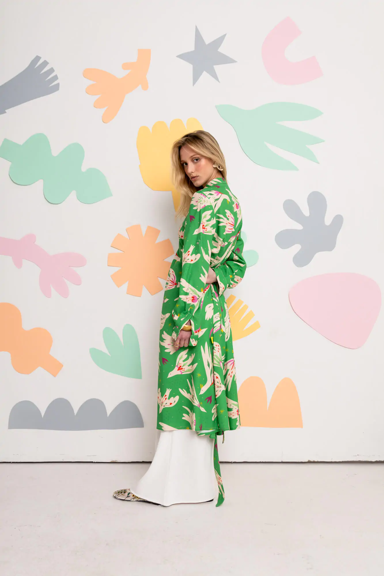 Birds of Paradise Shirt Dress - green - Image 2
