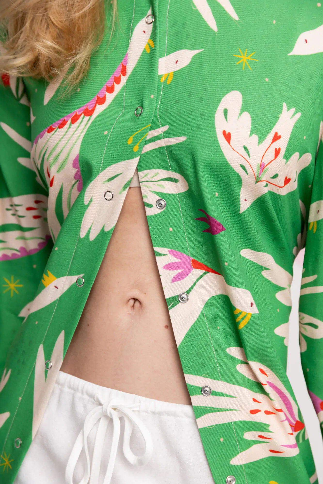 Birds of Paradise Shirt Dress - green - Image 4