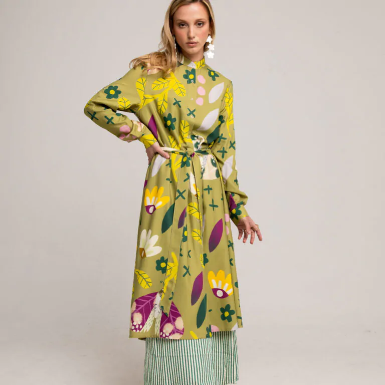 Garden Shirt Dress - grass green