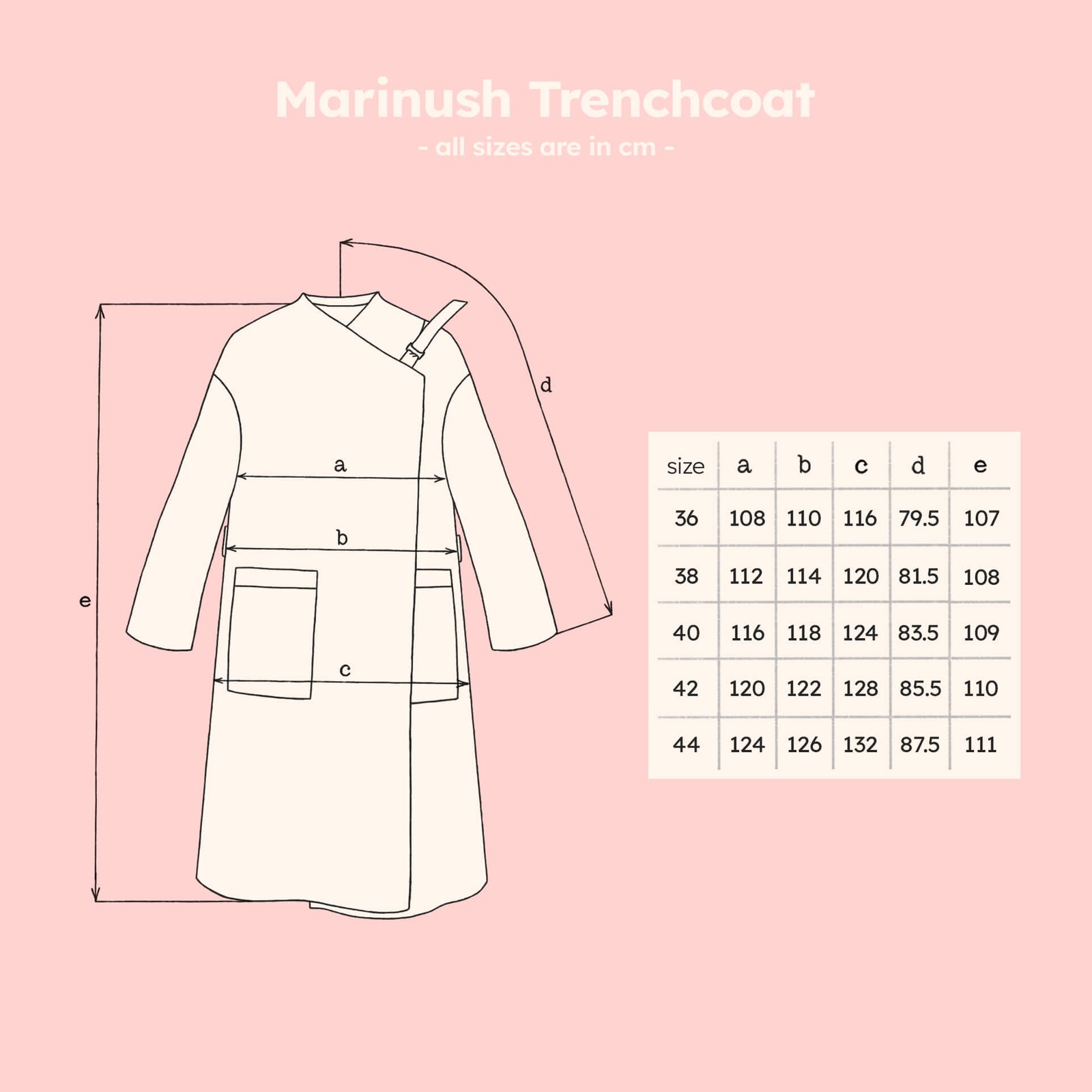 marinush trench sizechart