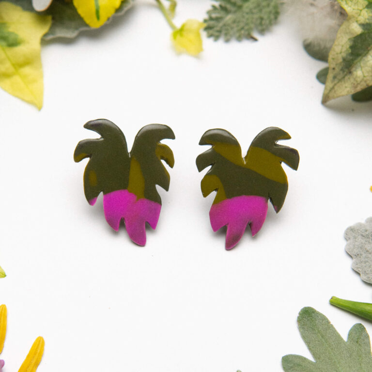 Monstera earrings
