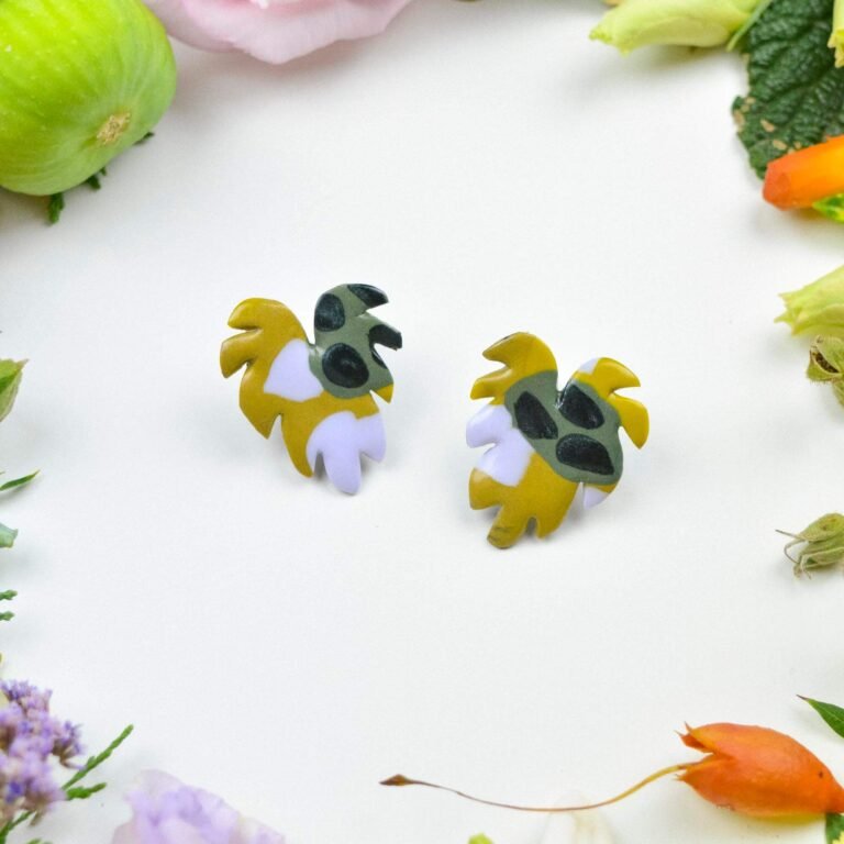 Monstera earrings