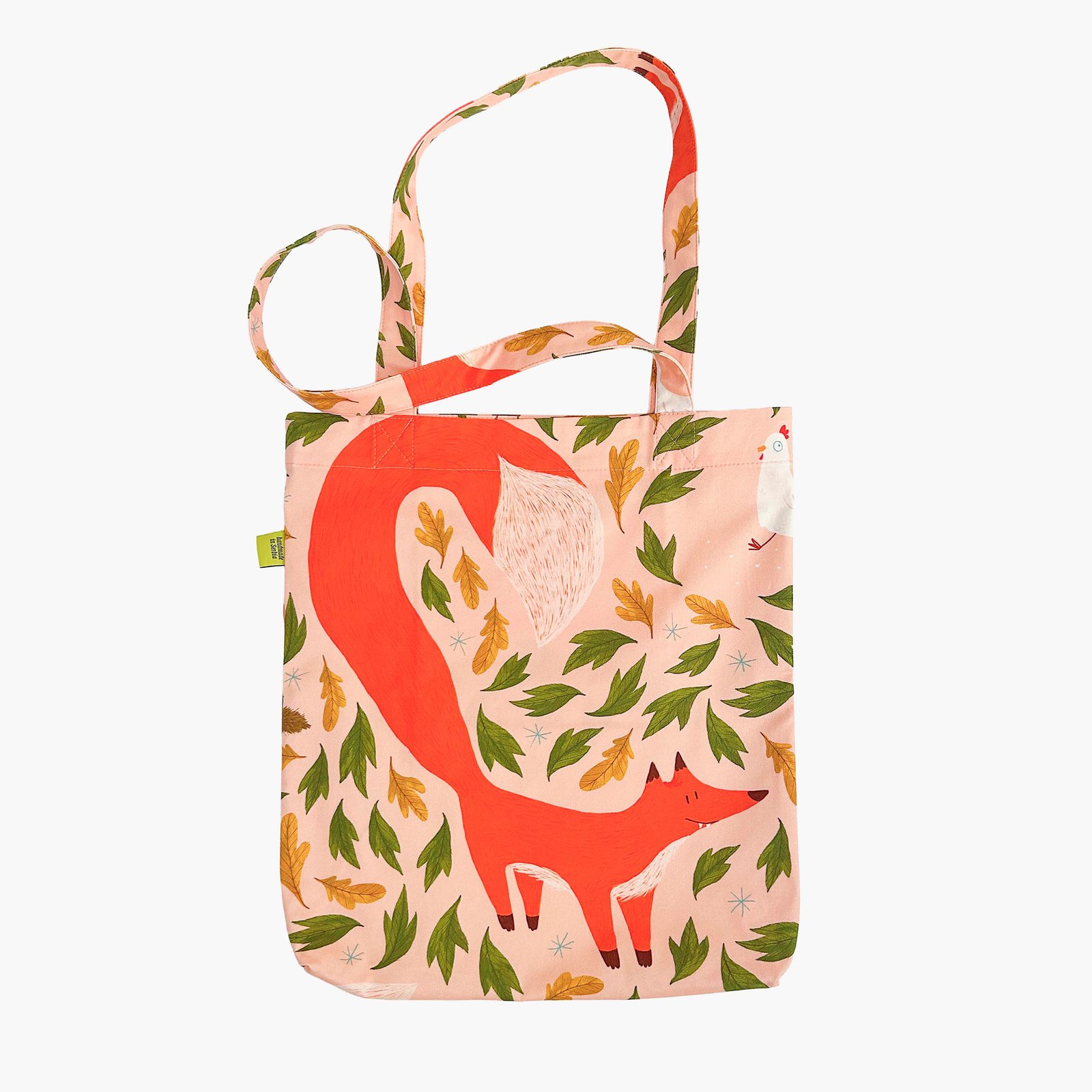 Fox & Chicken Tote Bag + pocket inside