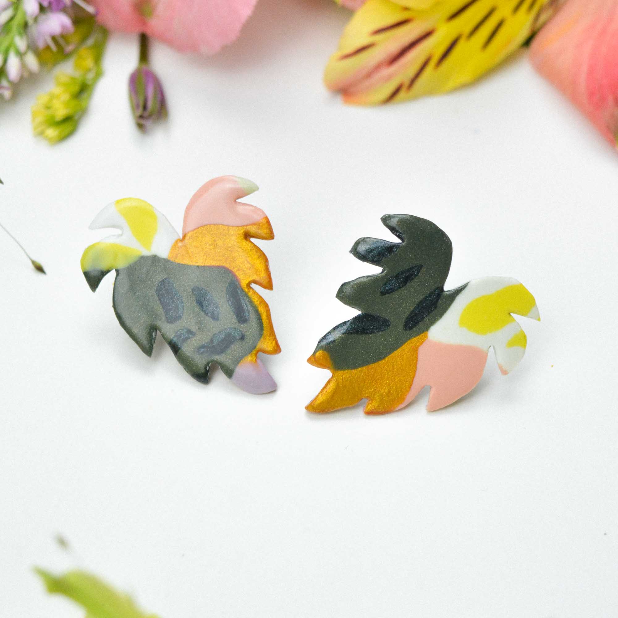 Monstera earrings