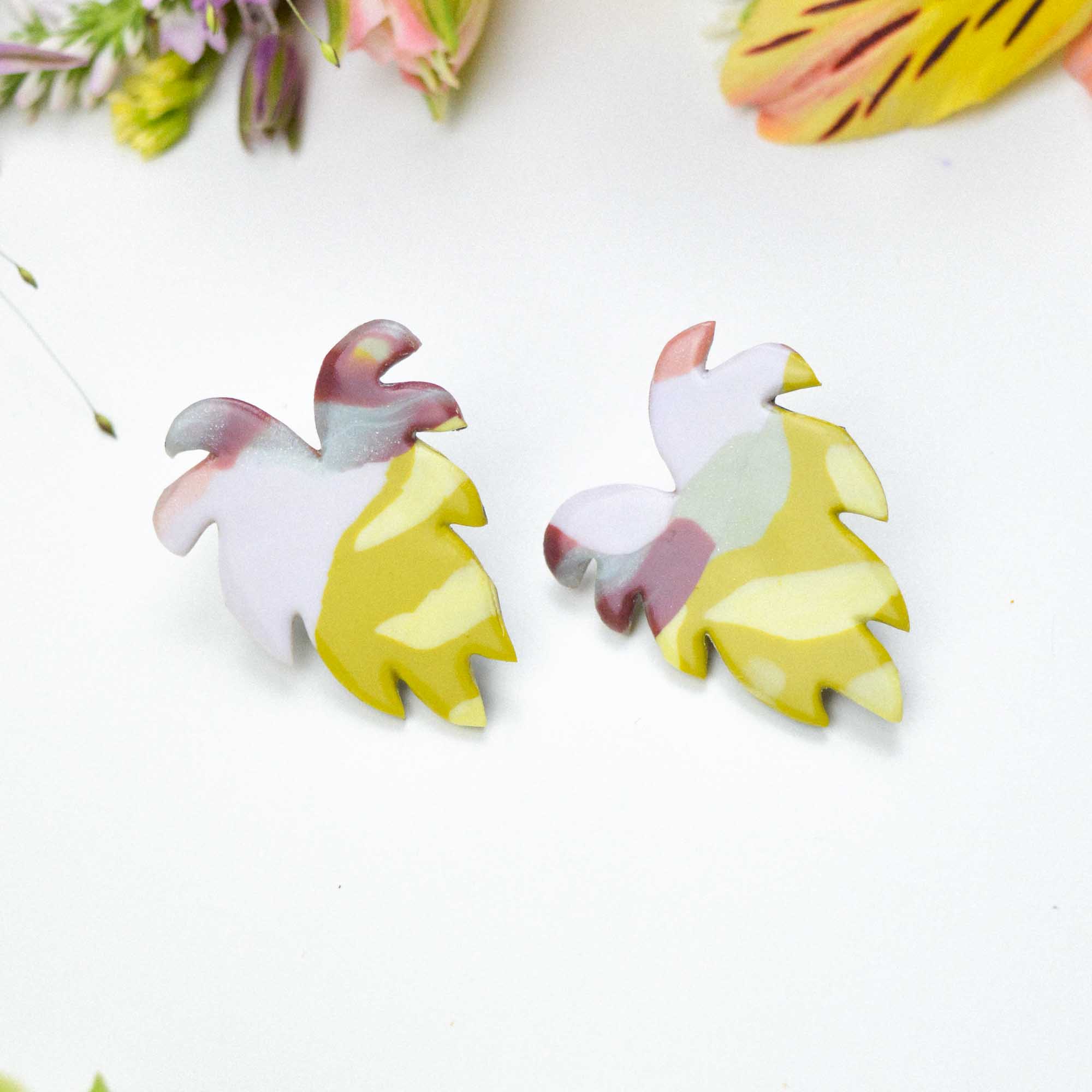 Monstera earrings